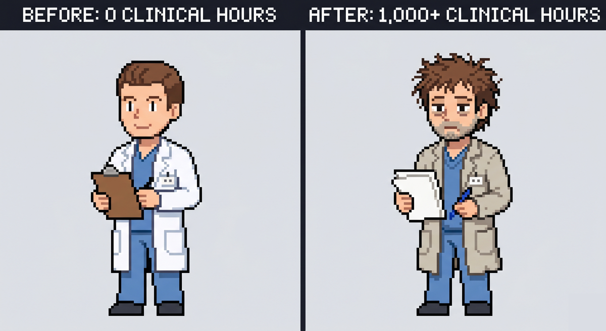 Before vs after 1,000+ clinical hours
